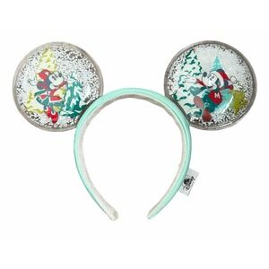 Disney Parks Mickey Minnie Christmas Holiday Snow Globe Mouse Ears Headband